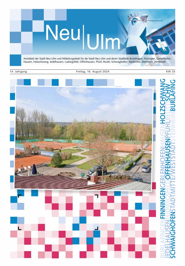 Amtsblatt der Stadt Neu-Ulm und Mitteilungsblatt für die Stadt Neu-Ulm Titelblatt 33/2024