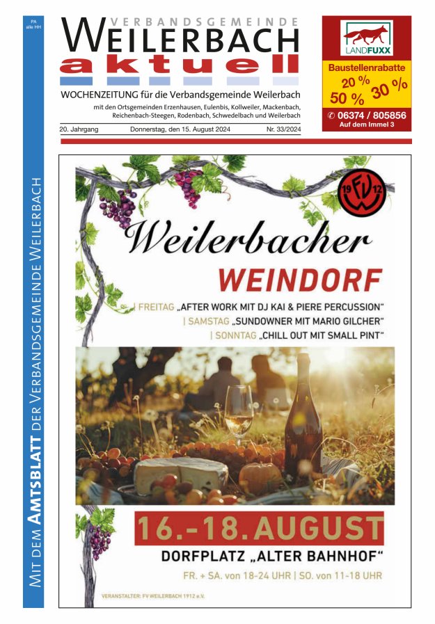 Verbandsgemeinde Weilerbach aktuell Titelblatt 33/2024