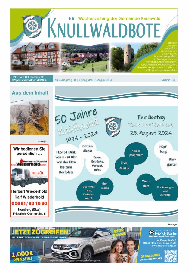 Knüllwaldbote Titelblatt 33/2024