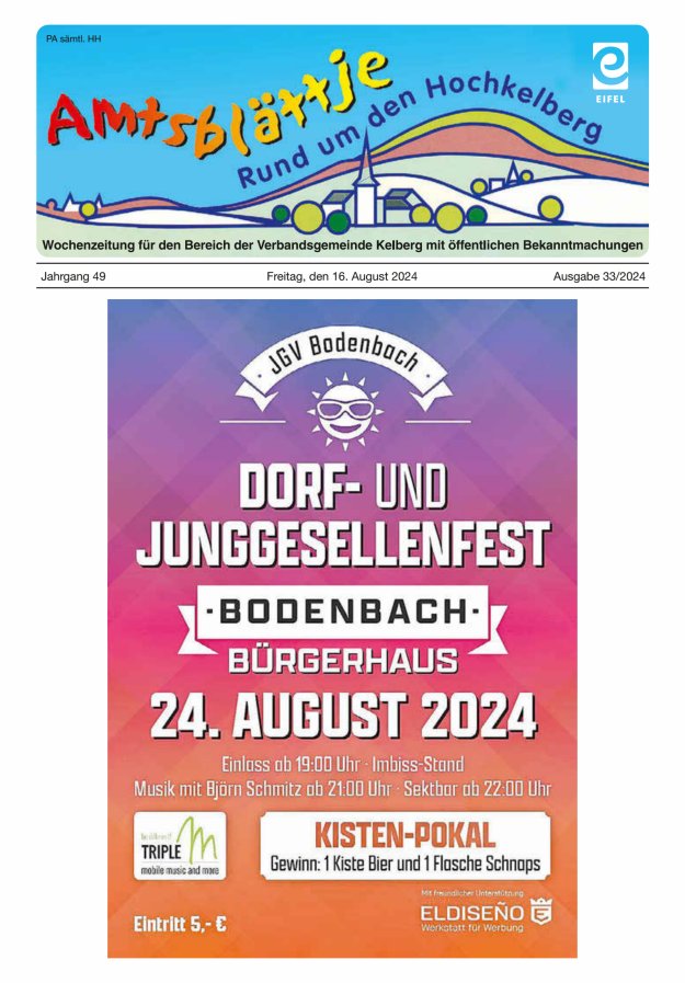 Amtsblättje - Rund um den Hochkelberg Titelblatt 33/2024