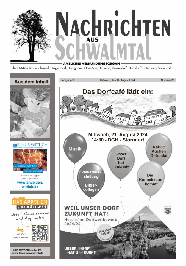 Nachrichten aus Schwalmtal Titelblatt 33/2024