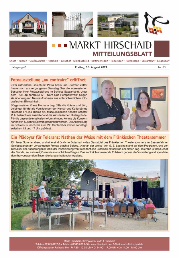 Mitteilungsblatt Markt Hirschaid Titelblatt 33/2024