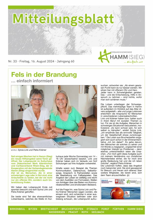 Mitteilungsblatt Hamm (Sieg) Titelblatt 33/2024