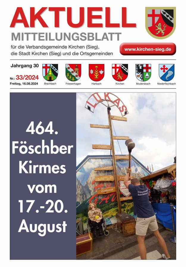 Aktuell - Mitteilungsblatt für die VG Kirchen (Sieg) Titelblatt 33/2024