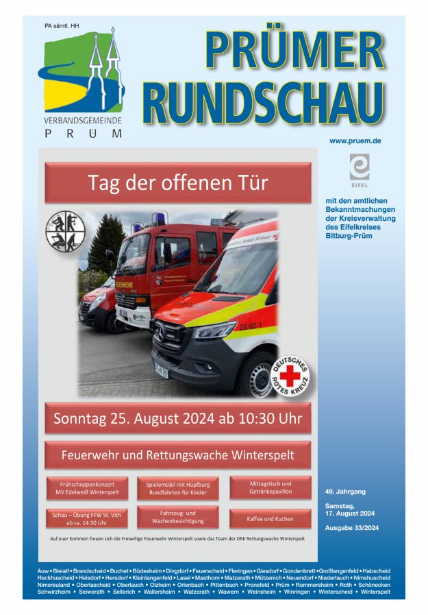 Prümer Rundschau Titelblatt 33/2024