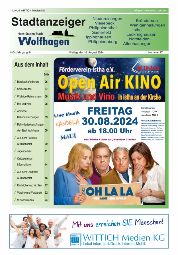 Wolfhager Stadtanzeiger Titelblatt 17/2024