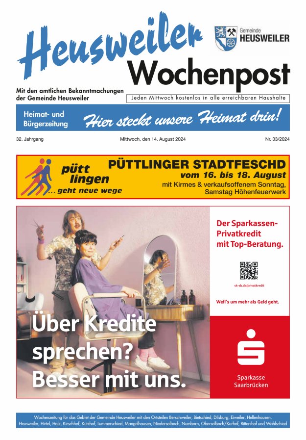 Heusweiler Wochenpost Titelblatt 33/2024