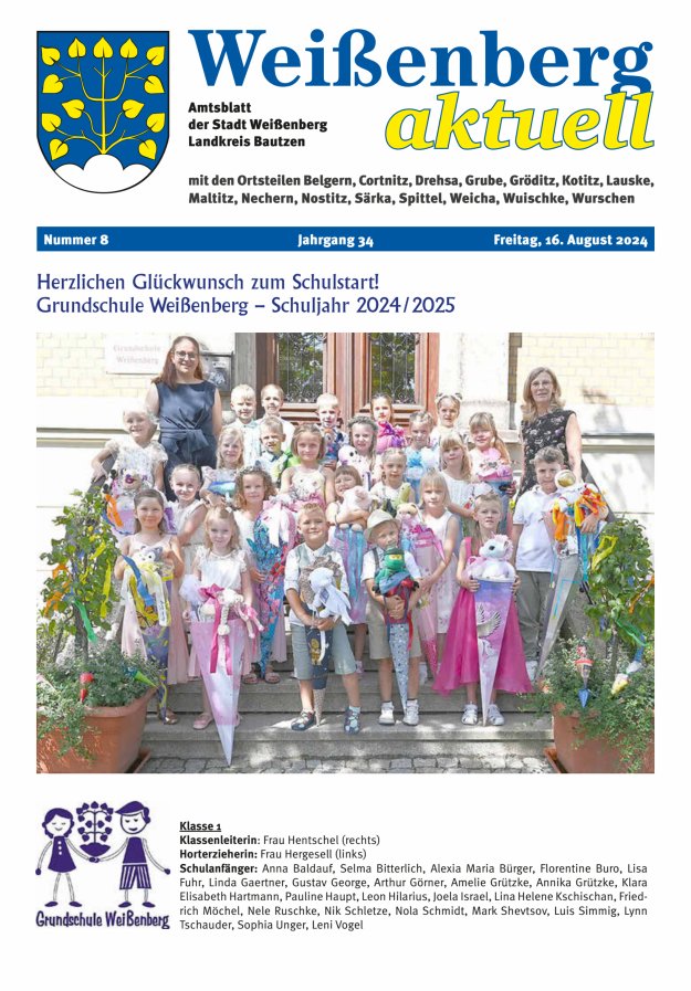 "Weißenberg aktuell" - Amtsblatt der Stadt Weißenberg Titelblatt 08/2024