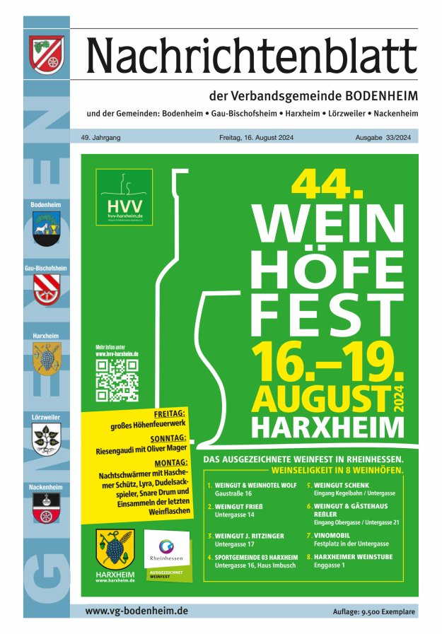 Nachrichtenblatt der VG Bodenheim              Titelblatt 33/2024