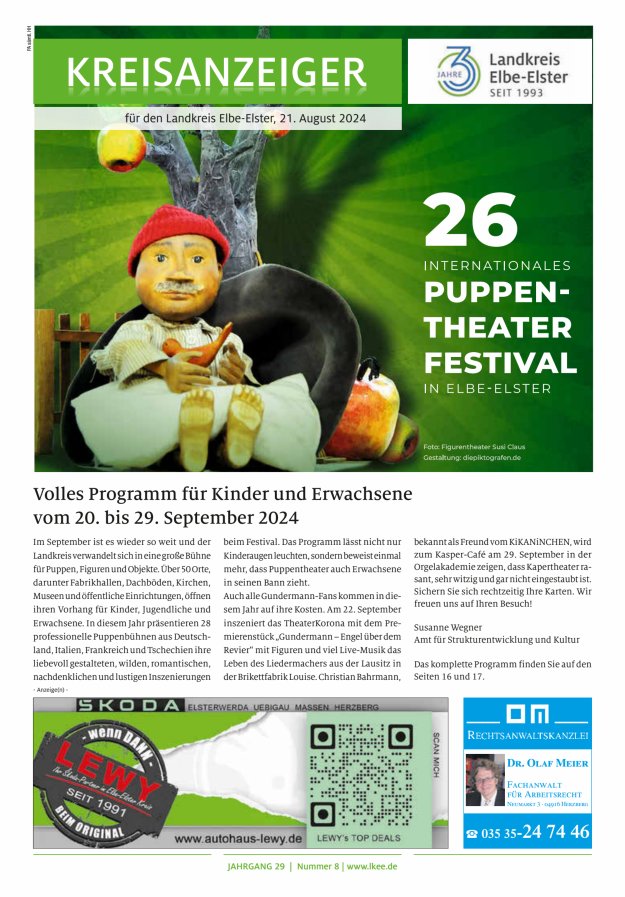 Kreisanzeiger für den Landkreis Elbe-Elster Titelblatt 08/2024