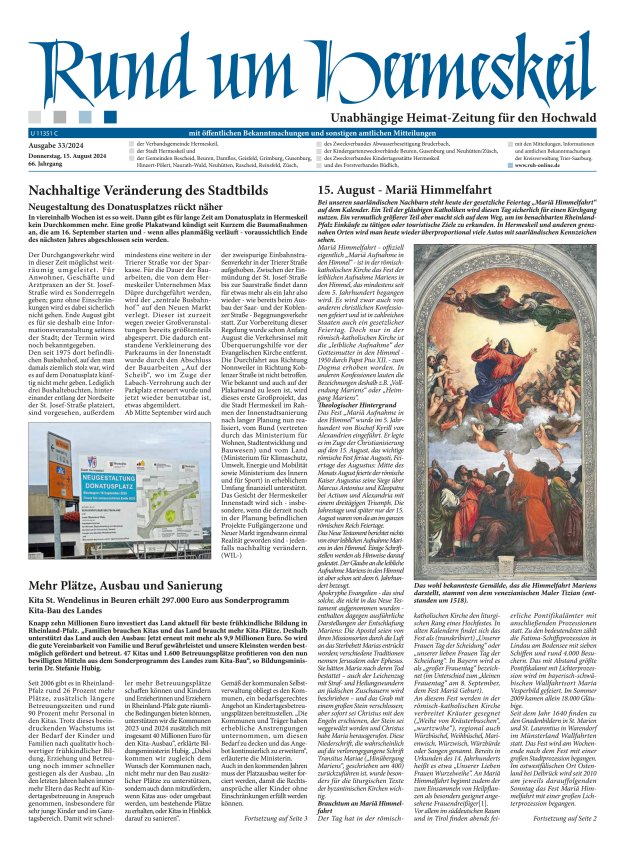 Rund um Hermeskeil Titelblatt 33/2024