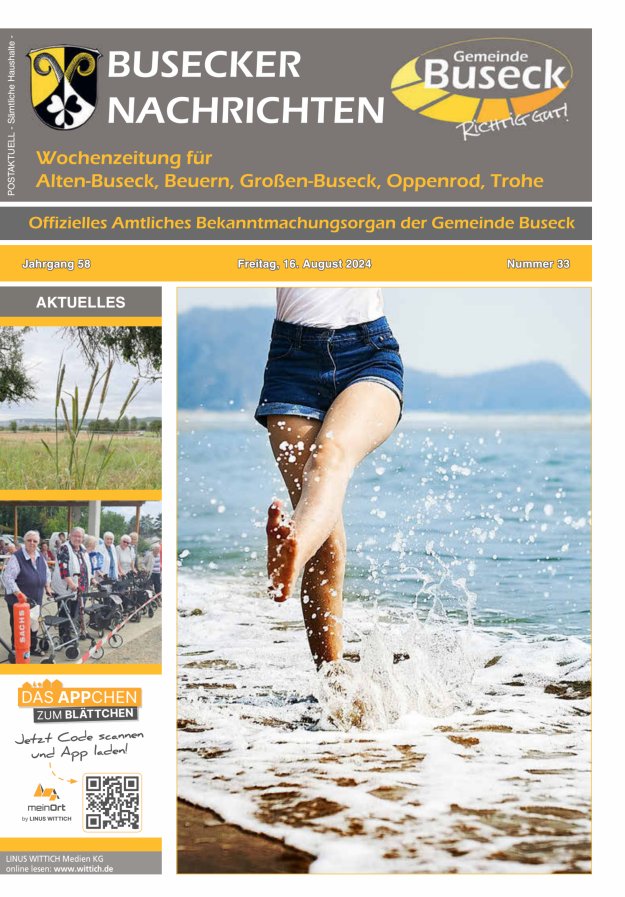 Busecker Nachrichten Titelblatt 33/2024