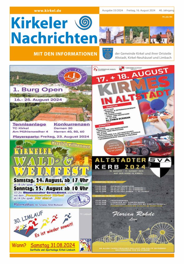 Kirkeler Nachrichten Titelblatt 33/2024