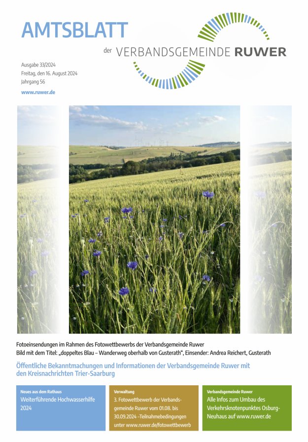 Amtsblatt VG Ruwer Titelblatt 33/2024