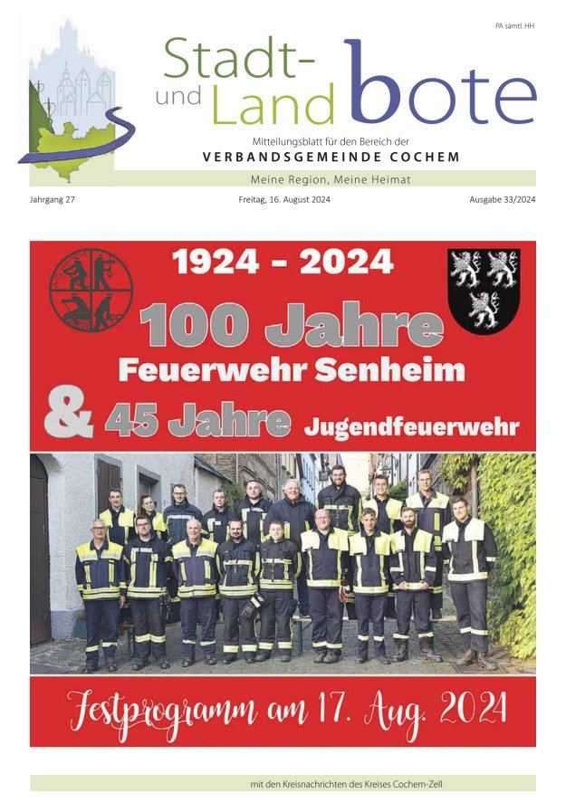Stadt- und Landbote VG Cochem Titelblatt 33/2024