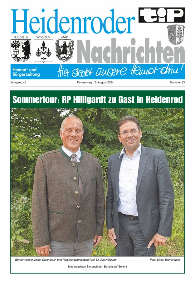 "tip" Heidenroder Nachrichten Titelblatt 33/2024