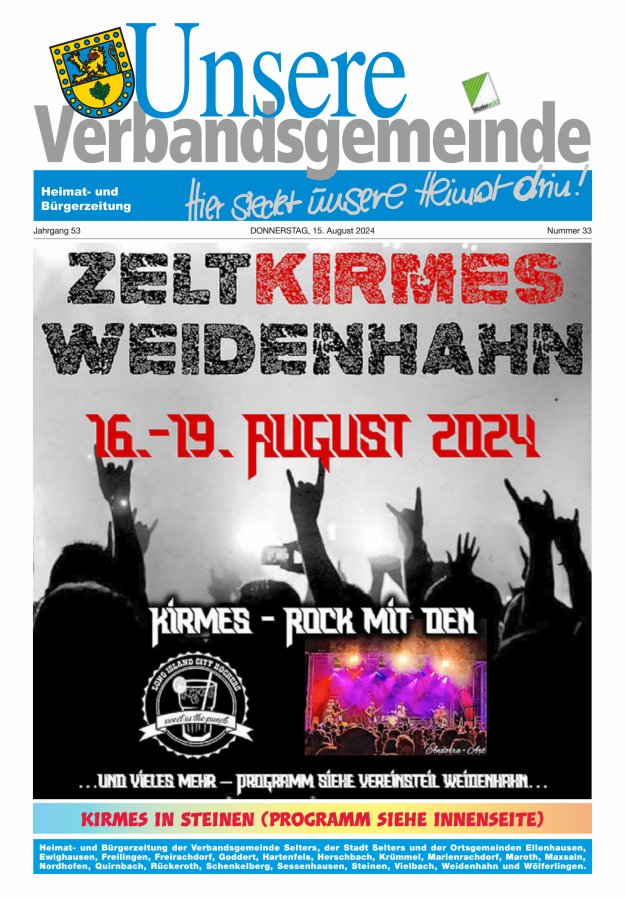 Unsere Verbandsgemeinde Selters Ww Titelblatt 33/2024