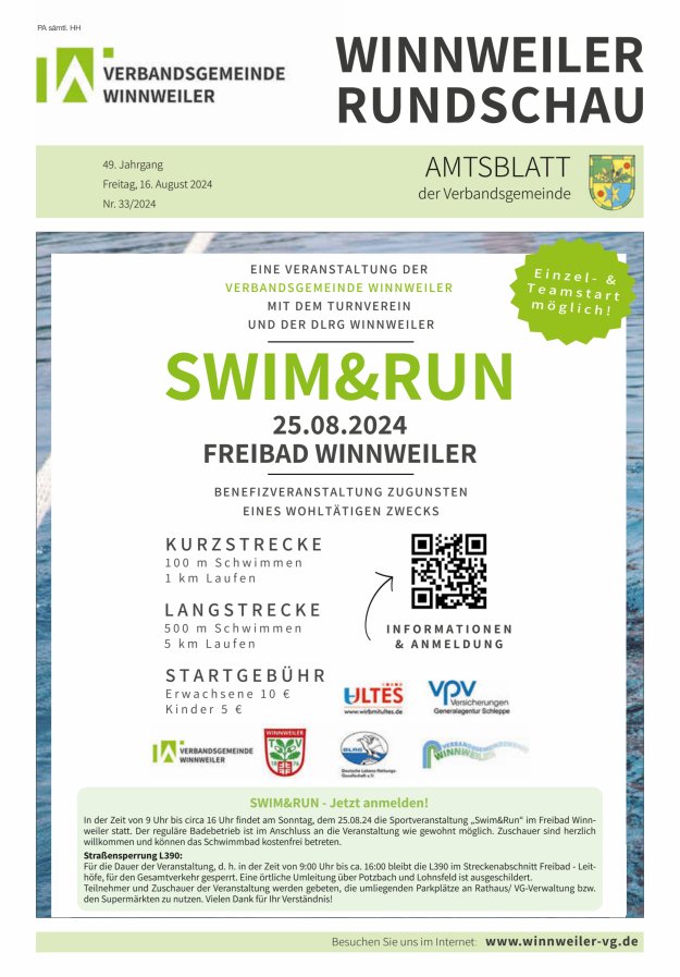 Winnweiler Rundschau Titelblatt 33/2024