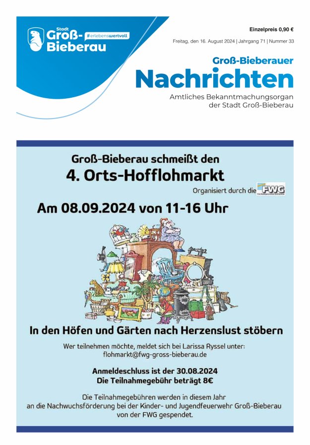 Groß-Bieberauer Nachrichten Titelblatt 33/2024