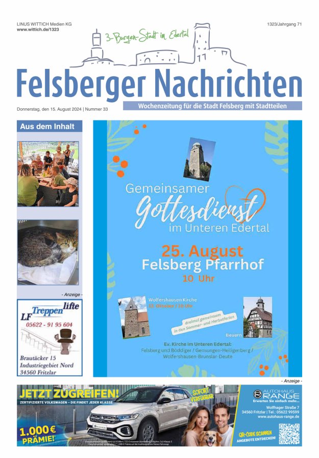 Felsberger Nachrichten Titelblatt 33/2024