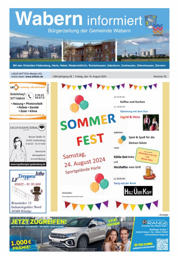 Wabern informiert Titelblatt 33/2024