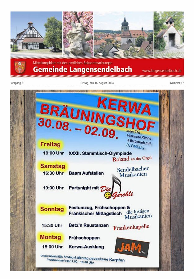 Mitteilungsblatt - Gemeinde Langensendelbach Titelblatt 17/2024