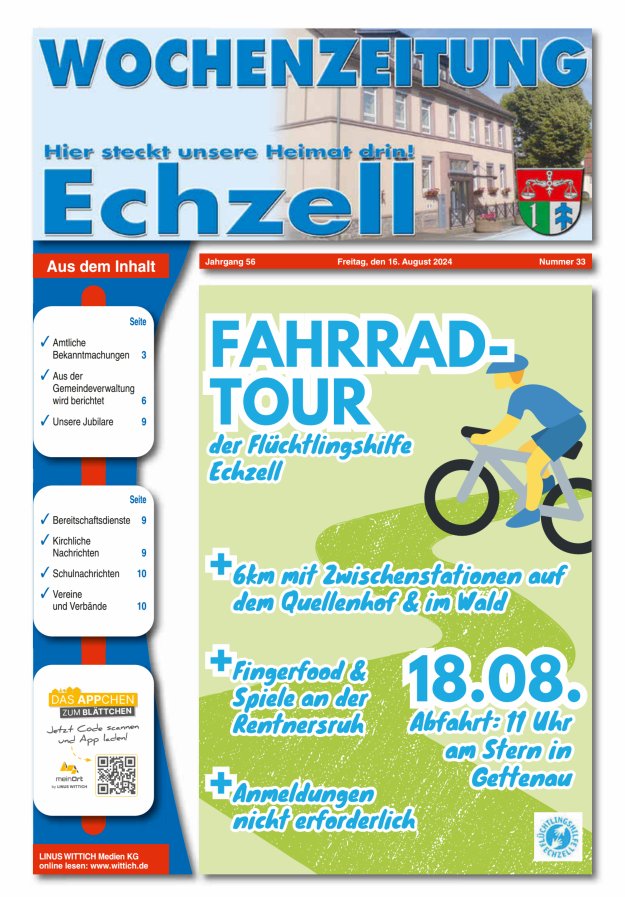 Wochenzeitung für die Gemeinde Echzell Titelblatt 33/2024