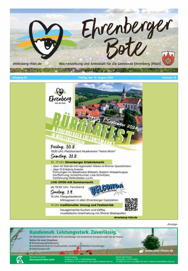 Ehrenberger Bote Titelblatt 33/2024