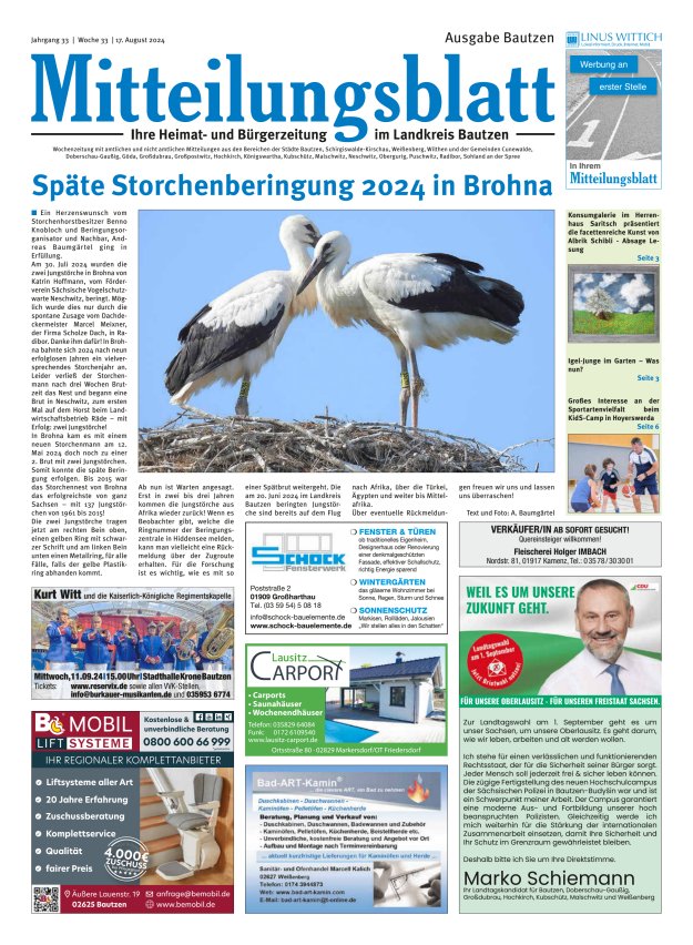 Mitteilungsblatt LK Bautzen Ausgabe Bautzen Titelblatt 32/2024