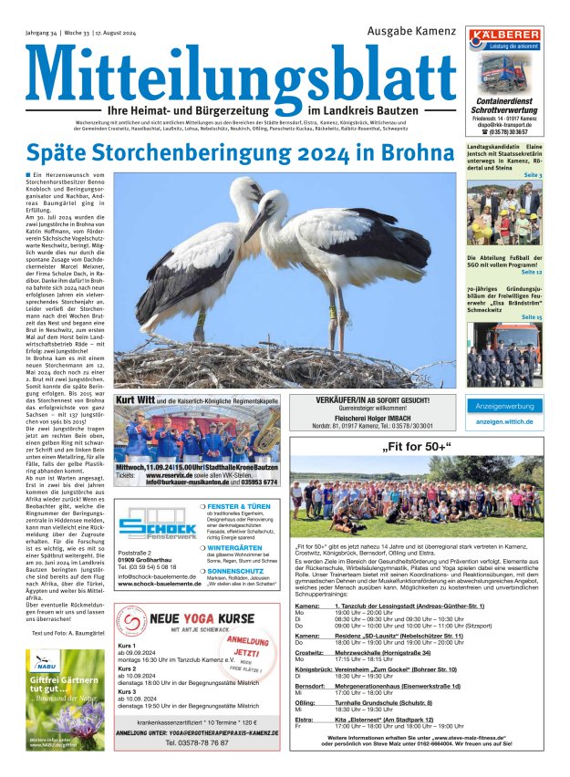 Mitteilungsblatt LK Bautzen Ausgabe Kamenz Titelblatt 32/2024