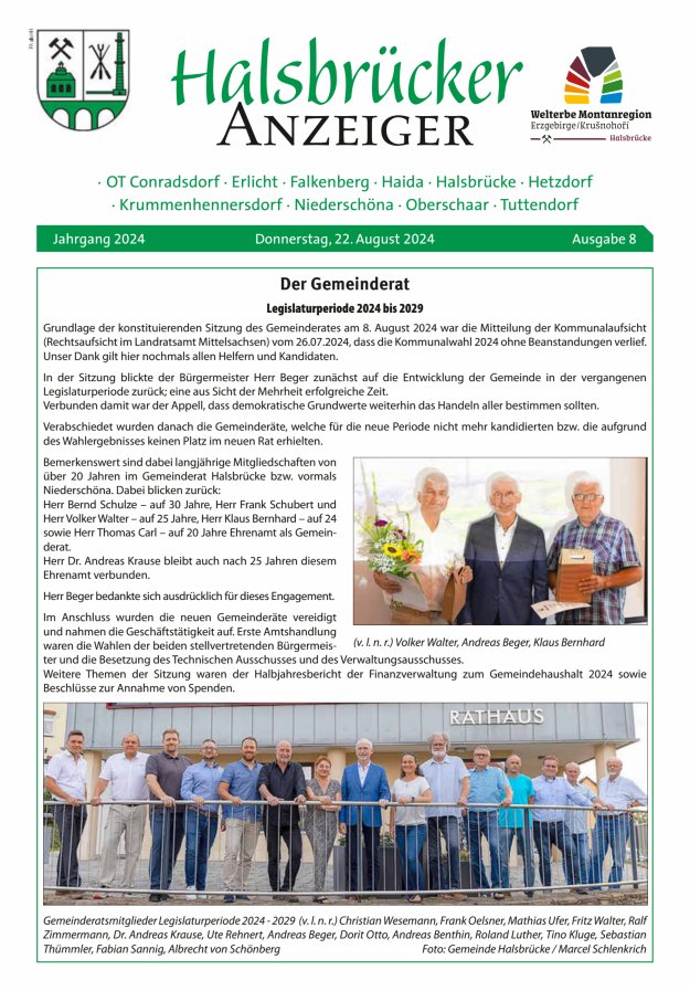 Halsbrücker Anzeiger Titelblatt 08/2024