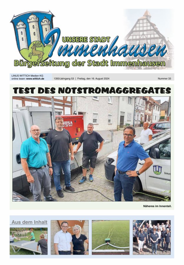 Unsere Stadt Immenhausen Titelblatt 33/2024