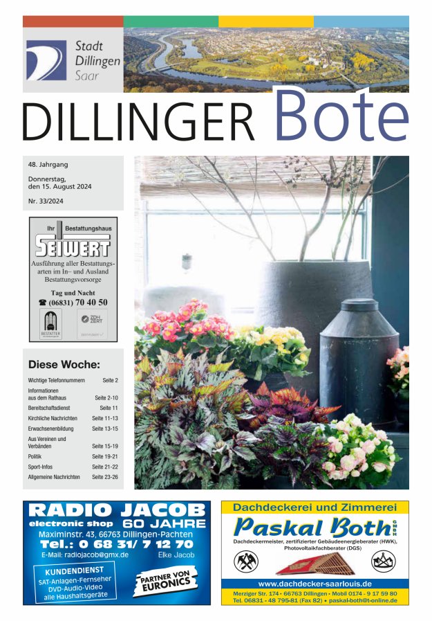 Dillinger Bote Titelblatt 33/2024