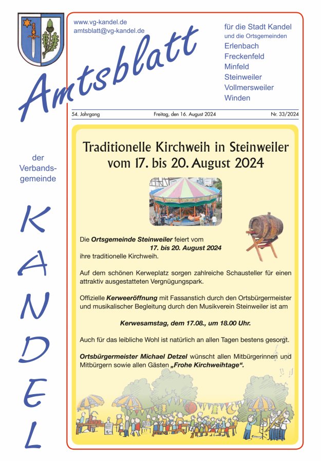 Amtsblatt VG Kandel Titelblatt 33/2024