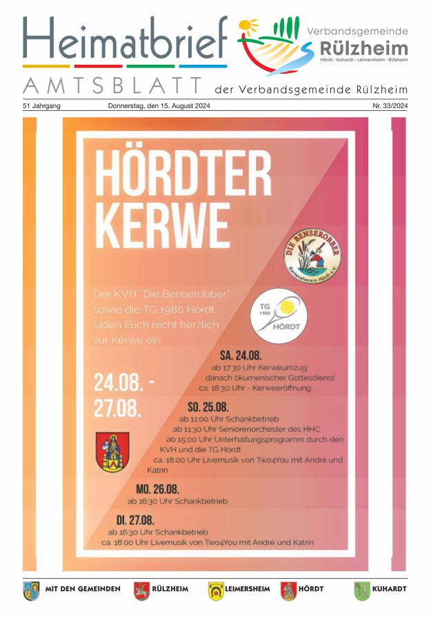 Heimatbrief VG Rülzheim Titelblatt 33/2024