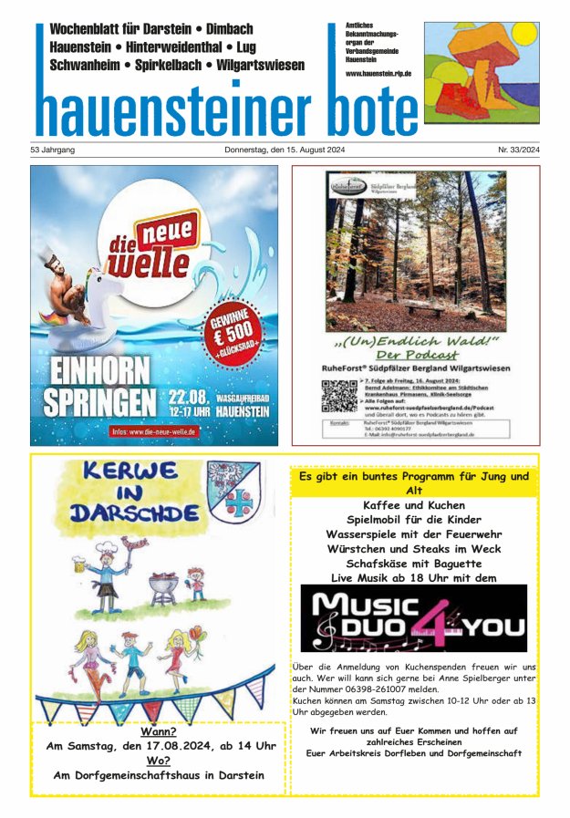 Hauensteiner Bote Titelblatt 33/2024