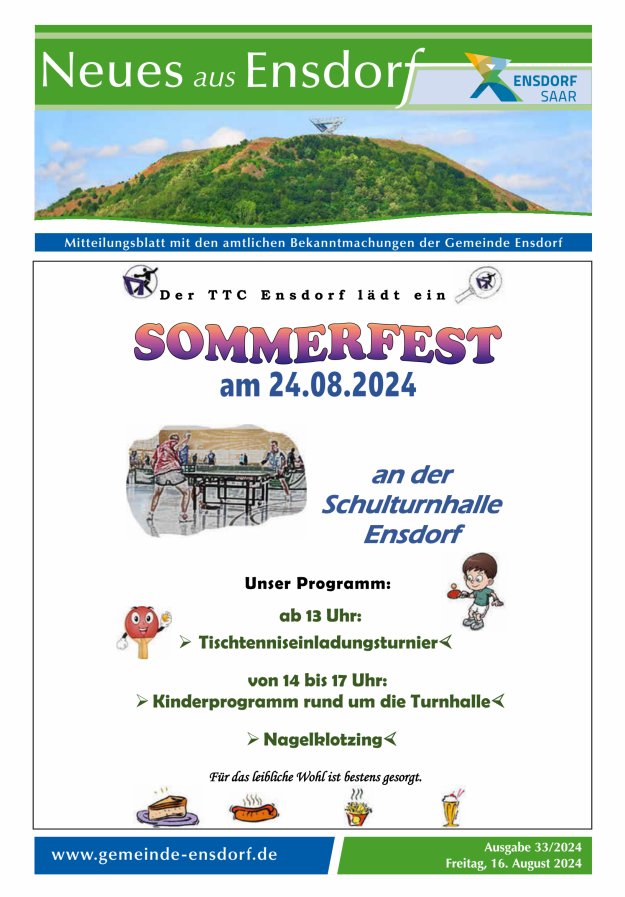 Neues aus Ensdorf Titelblatt 33/2024