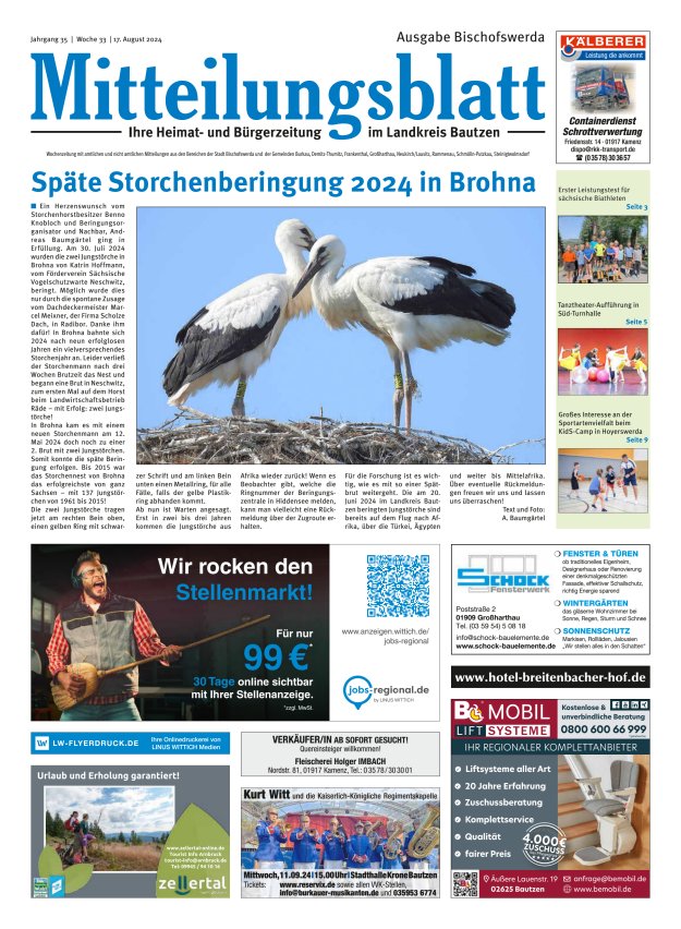 Mitteilungsblatt LK Bautzen Ausgabe Bischofswerda Titelblatt 32/2024
