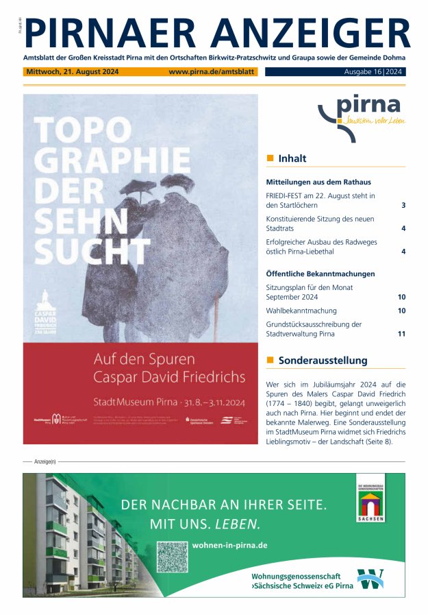 Pirnaer Anzeiger Titelblatt 17/2024