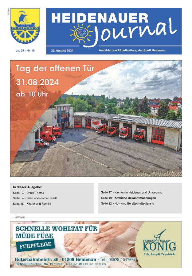 Heidenauer Journal - Amtsblatt und Stadtzeitung der Stadt Heidenau Titelblatt 16/2024