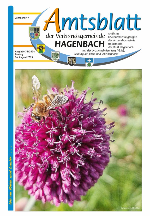 Amtsblatt der VG Hagenbach Titelblatt 33/2024