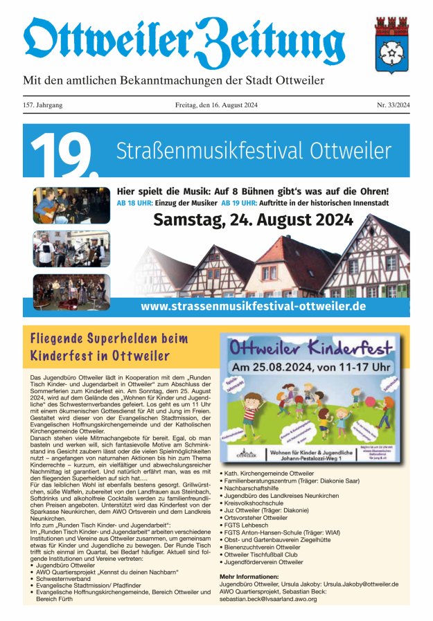 Ottweiler Zeitung Titelblatt 33/2024