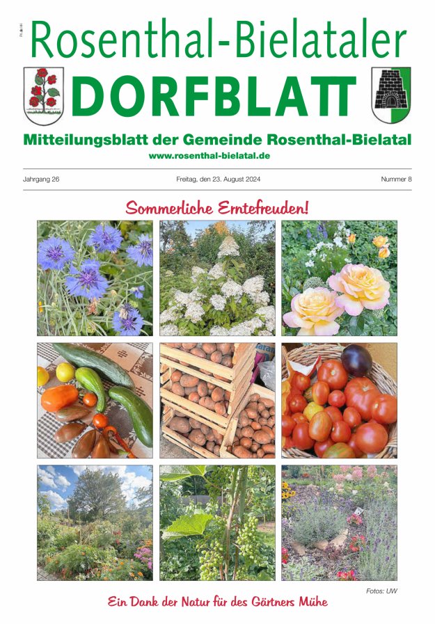 Rosenthal-Bielataler Dorfblatt Titelblatt 08/2024