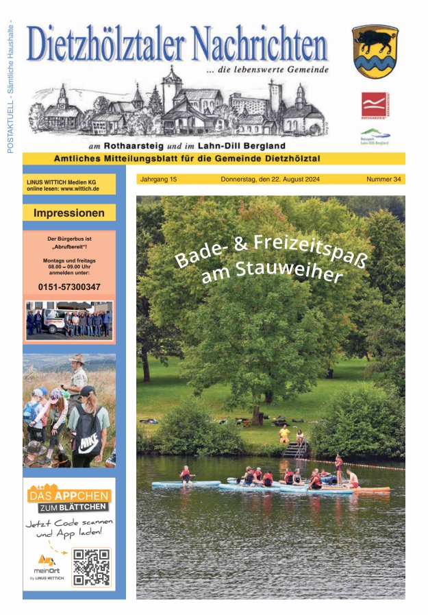Dietzhölztaler Nachrichten Titelblatt 34/2024