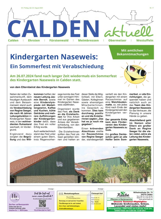 Calden aktuell Titelblatt 17/2024
