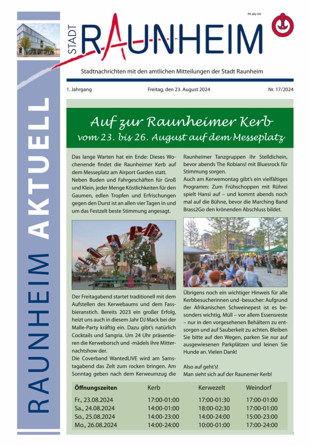 Raunheim aktuell Titelblatt 17/2024