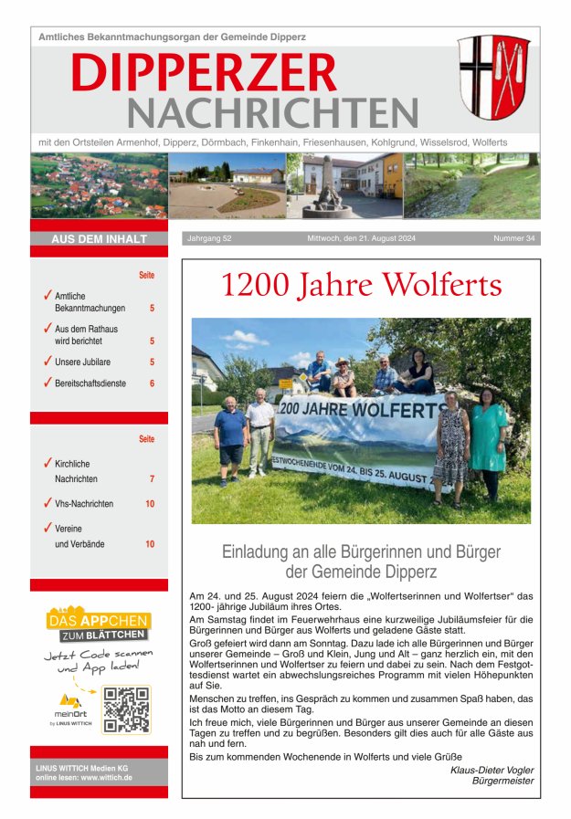 Dipperzer Nachrichten Titelblatt 34/2024