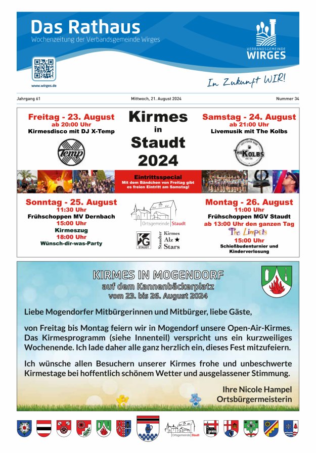 Das Rathaus - Informationen für die Bürger in der VG Wirges Titelblatt 34/2024