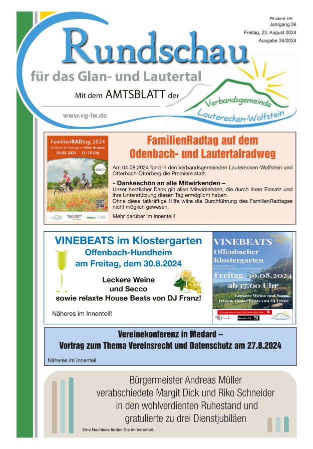 Rundschau für das Glan- und Lautertal Titelblatt 34/2024