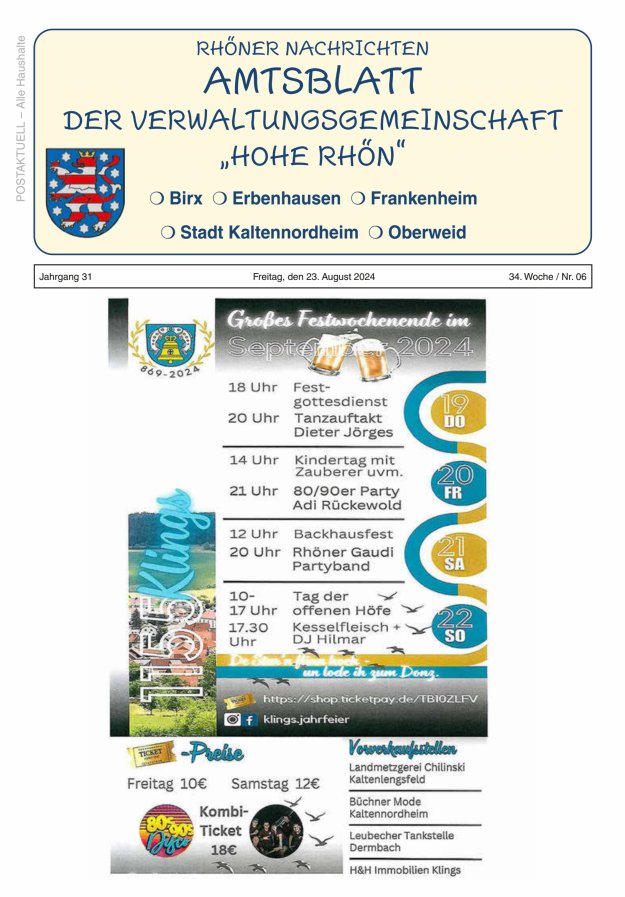 Rhöner Nachrichten Titelblatt 06/2024